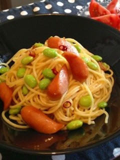 ウィンナーと枝豆のペペロンチーノ-レシピのメイン写真