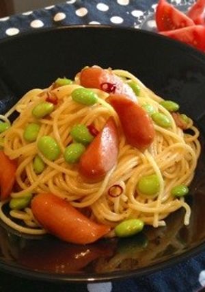 ウィンナーと枝豆のペペロンチーノ-レシピのメイン写真