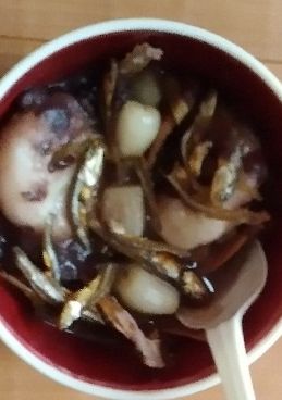 白玉ぜんざい、黒酢鰯、あたりめ、辣韭-レシピのメイン写真