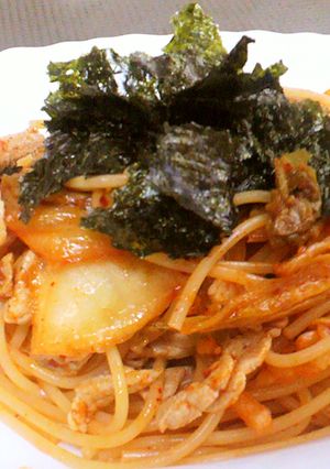 とろとろ卵黄の豚キムチパスタ☆-レシピのメイン写真