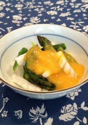イカとアスパラ黄身酢がけ-レシピのメイン写真
