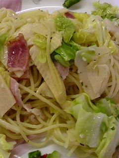 竹の子と春キャベツのペペロンチーノパスタ-レシピのメイン写真