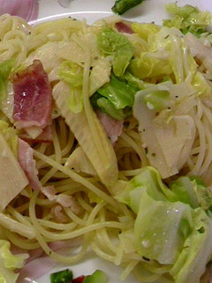 竹の子と春キャベツのペペロンチーノパスタ-レシピのメイン写真