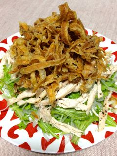 カリカリごぼうと水菜のサラダ♪-レシピのメイン写真
