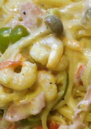 生ハムとシーフードのクリームパスタ-レシピのメイン写真