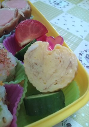 お箸一つで変身！ハートの卵焼き♪お弁当-レシピのメイン写真
