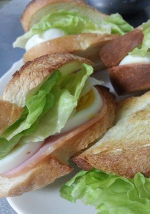 ゆで卵とハム、レタスのホットサンド-レシピのメイン写真