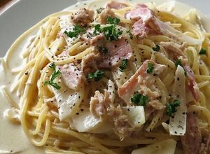 ベーコンと玉葱のツナクリームスパゲティ-レシピのメイン写真
