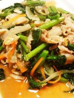 すぐできる☆青菜と豚肉のオイソース炒め-レシピのメイン写真