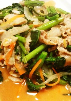 すぐできる☆青菜と豚肉のオイソース炒め-レシピのメイン写真