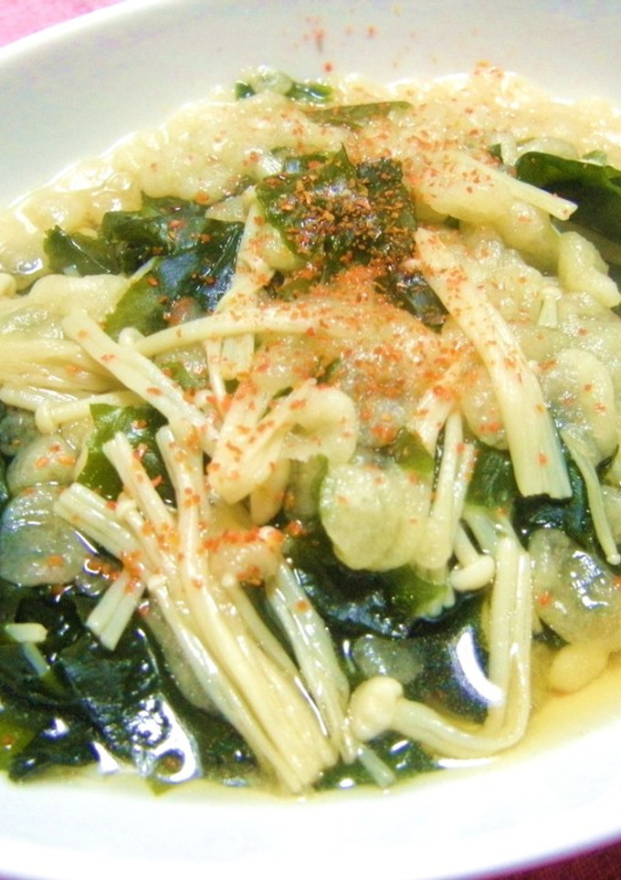 3分で!【エノキとわかめの揚げ玉煮】-レシピのメイン写真