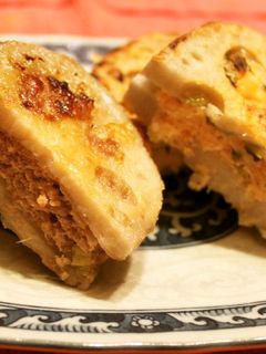 れんこんの☆はさみ焼き☆(鶏・生鮭)♪-レシピのメイン写真