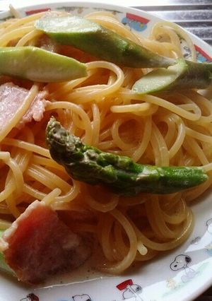 アスパラベーコンクリームパスタ-レシピのメイン写真