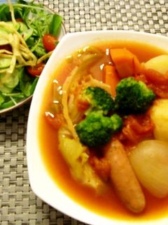 とまとスープシチュー&みどりサラダ-レシピのメイン写真