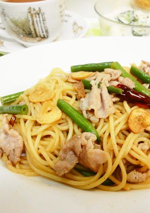 *ランチに*インゲンと豚肉のパスタ*-レシピのメイン写真