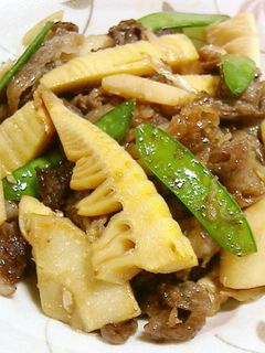 たけのこ・絹さや・牛肉の和風甘辛炒め-レシピのメイン写真