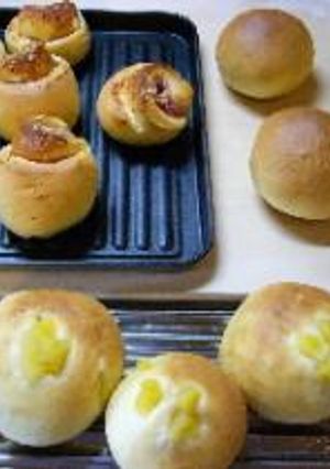 プレーンパン＆りんごパン＆ベーコンパン-レシピのメイン写真