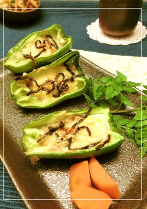塩昆布＊ウズラ卵のピーマンカップ焼き-レシピのメイン写真