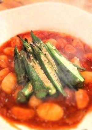【家飲み】グリルオクラのトマトニョッキ-レシピのメイン写真