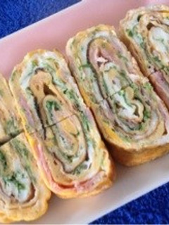 お弁当ハムと水菜の卵焼き♡-レシピのメイン写真