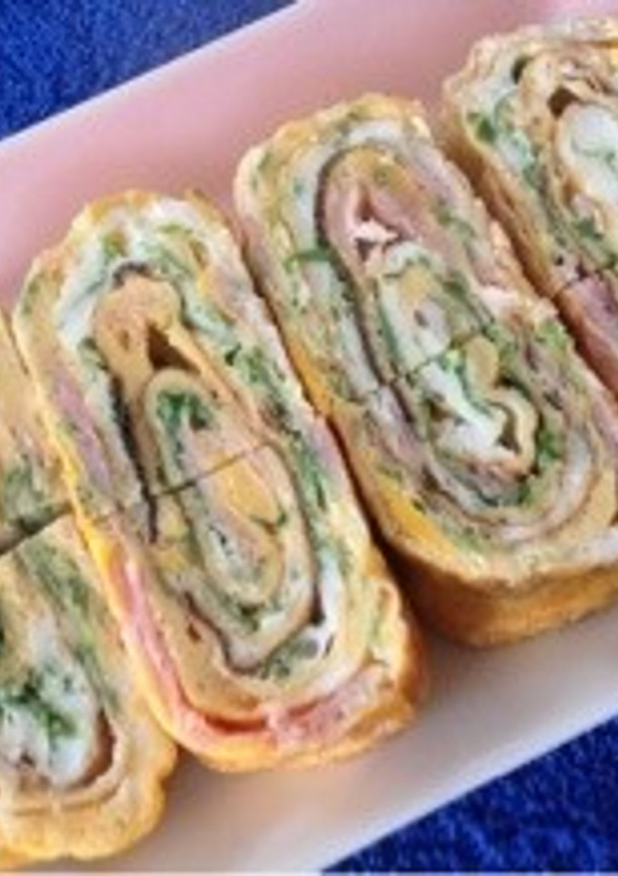 お弁当ハムと水菜の卵焼き♡-レシピのメイン写真