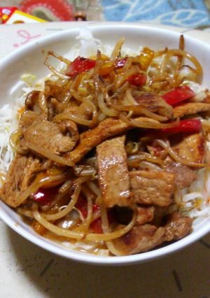 暑い日に♪ゴマドレ野菜炒め 冷うどん-レシピのメイン写真
