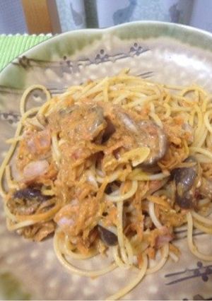 ニンジンとキノコのクリームパスタ-レシピのメイン写真