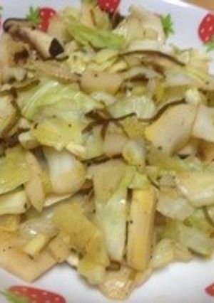 たけのこ、キャベツの塩昆布炒め-レシピのメイン写真