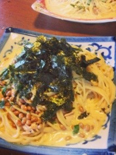 簡単☻納豆パスタ『カルボナーラ風』-レシピのメイン写真