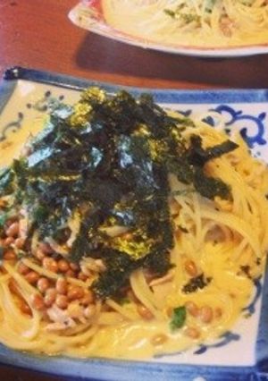 簡単☻納豆パスタ『カルボナーラ風』-レシピのメイン写真