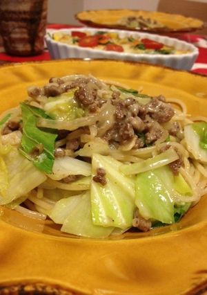 絶品！挽肉と春キャベツのチーズパスタ-レシピのメイン写真