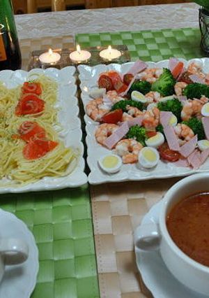 サーモンと海老のつけスパゲティ-レシピのメイン写真