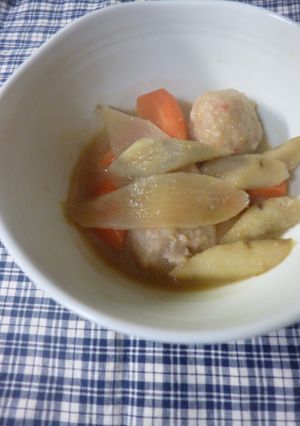 うど・肉団子のみそ味の煮物-レシピのメイン写真