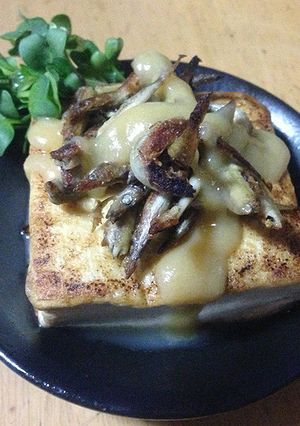 焼きイカナゴと焼き豆腐　貝割れ添え-レシピのメイン写真