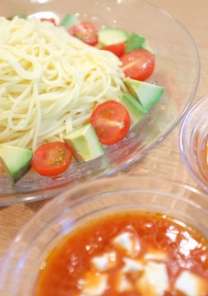 ミニトマトとアボカドのつけスパゲッティ♪-レシピのメイン写真