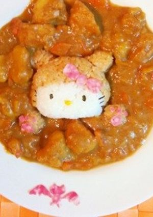 ハロウィン風キティちゃんのデコカレー。-レシピのメイン写真