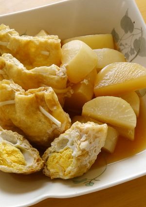 おもてなしにも　卵入り巾着と大根の煮物-レシピのメイン写真