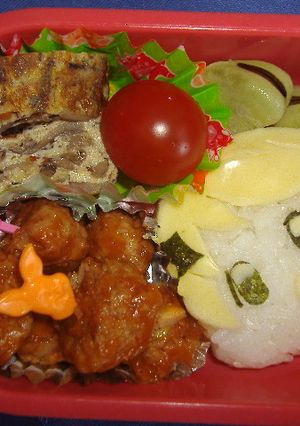 キャラ弁ちびでびミートボール弁当-レシピのメイン写真