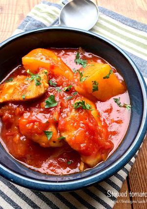 鶏むね肉と新じゃがのトマト煮込み-レシピのメイン写真