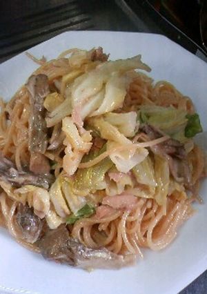 春キャベツとマイタケのオイマヨパスタ-レシピのメイン写真