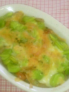 空豆と新たまねぎのチーズ焼き-レシピのメイン写真