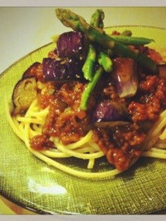 揚げナスの濃厚ミートソースパスタ-レシピのメイン写真