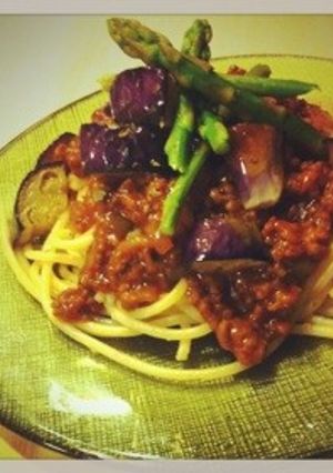 揚げナスの濃厚ミートソースパスタ-レシピのメイン写真