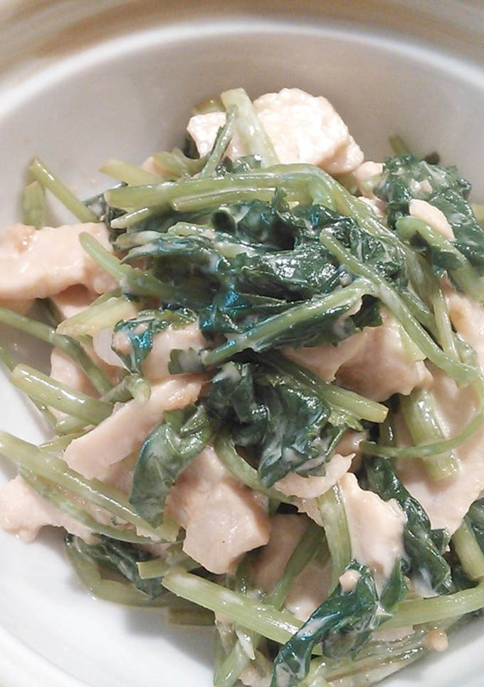 三つ葉と鶏ハムのわさびマヨ醤油麹和え-レシピのメイン写真