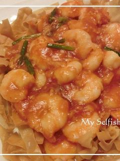 旨い❤我が家のエビチリ♬カリカリワンタン-レシピのメイン写真