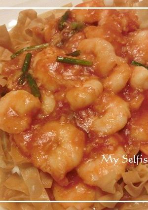 旨い❤我が家のエビチリ♬カリカリワンタン-レシピのメイン写真