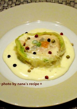 白菜と鶏もも肉のロール蒸しチーズソース-レシピのメイン写真