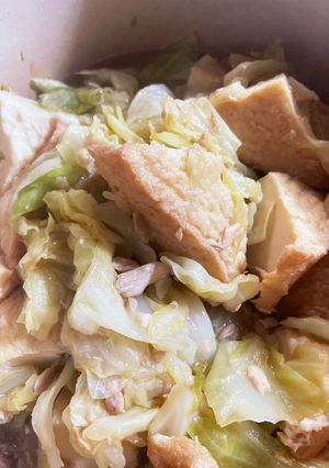 キャベツ とツナと厚揚げの 簡単煮物-レシピのメイン写真