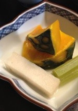 かぼちゃとふきと弥生麩の煮浸し-レシピのメイン写真