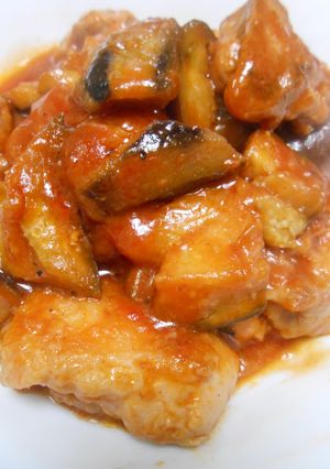 鶏もも肉と茄子のケチャップ煮-レシピのメイン写真